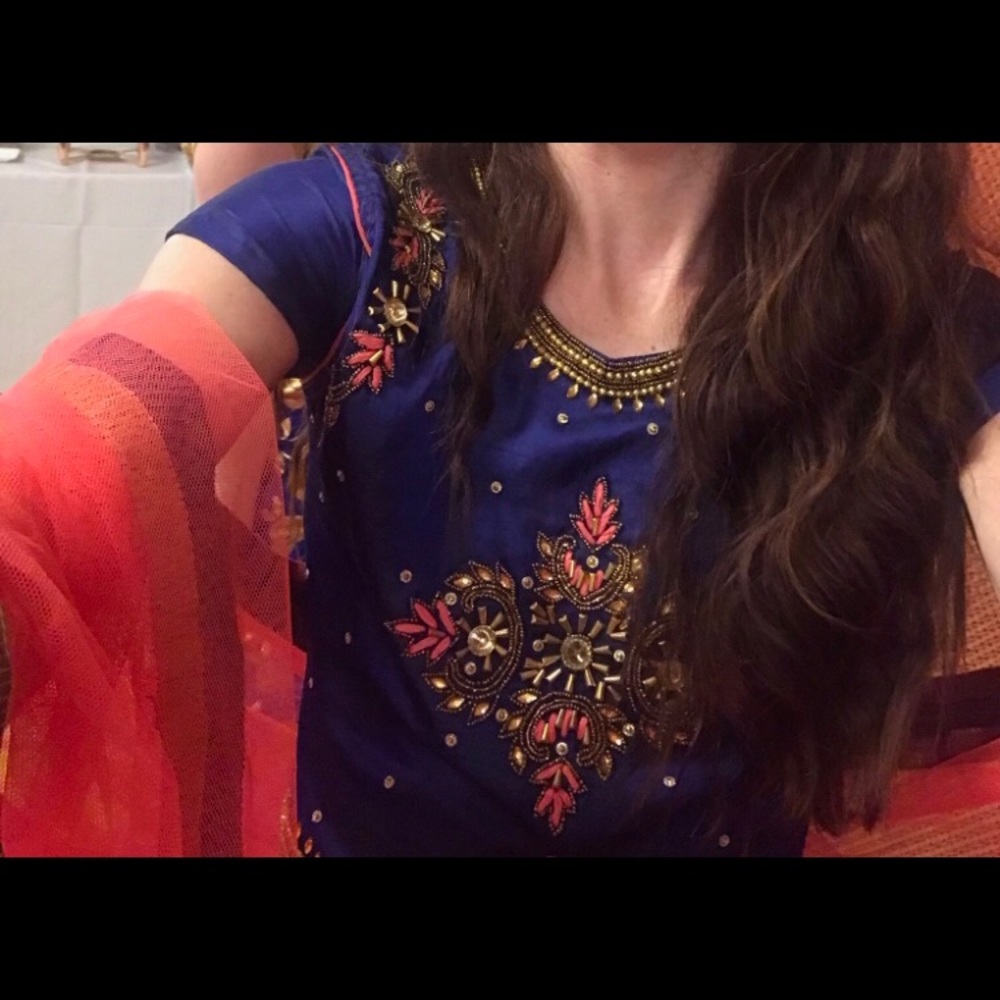 Blue and pink lehenga